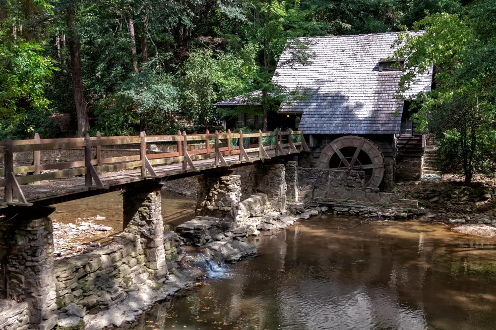 Shades Creek Grist Mill and bridge in Mountain Brook Alabama Jefferson County Birmingham area